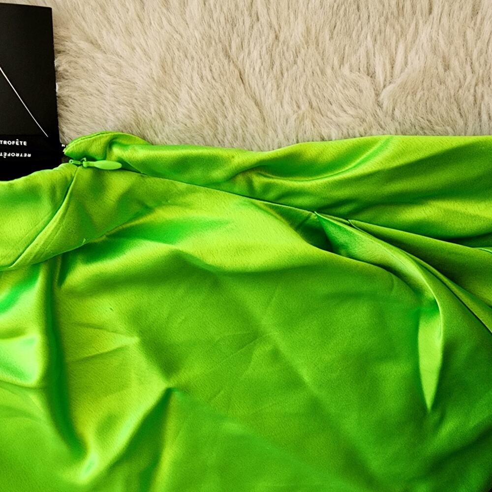 Retrofête Maria Halter Gown Lime Punch Neon Green Rhinestone Neck Maxi NWT - Picture 13 of 16